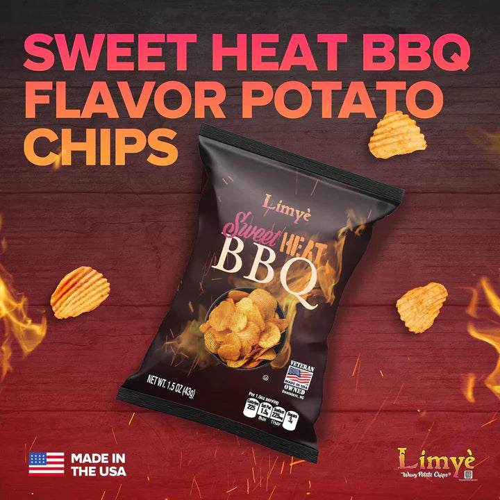 Limye Sweet Heat BBQ Flavored Potato Chips - Certified Kosher & Allergen-Free - Vegan potato chips, Sweet Heat BBQ Flavor