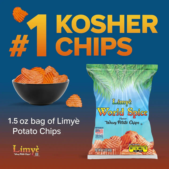 Limyé Potato Chips, World Spice Flavor, Kosher Certified, Allergen Free, Non-GMO, Gluten-free, Vegan potato chips