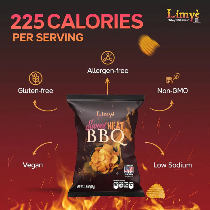 Limye Sweet Heat BBQ Flavored Potato Chips - Certified Kosher & Allergen-Free - Vegan potato chips, Sweet Heat BBQ Flavor