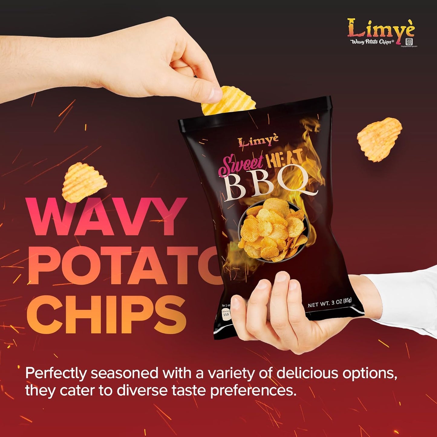 Limyé Potato Chips Variety Pack - Bud Naked, World Spice, Sweet Heat BBQ Flavors - Kosher Certified, Allergen-Free, Vegan, Gluten-Free, Combo Pack of 3 Flavors 1.5 Oz and 3 Oz