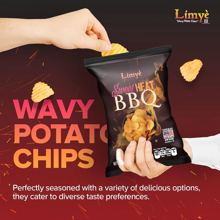 Limye Sweet Heat BBQ Flavored Potato Chips - Certified Kosher & Allergen-Free - Vegan potato chips, Sweet Heat BBQ Flavor
