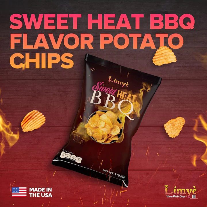 Limye Sweet Heat BBQ Flavored Potato Chips - Certified Kosher & Allergen-Free - Vegan potato chips, Sweet Heat BBQ Flavor