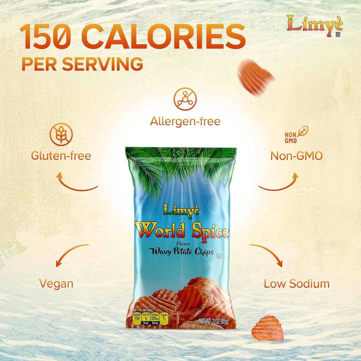 Limyé Potato Chips Variety Pack - Bud Naked, World Spice, Sweet Heat BBQ Flavors - Kosher Certified, Allergen-Free, Vegan, Gluten-Free, Combo Pack of 3 Flavors 1.5 Oz and 3 Oz