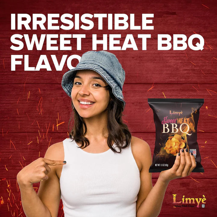 Limye Sweet Heat BBQ Flavored Potato Chips - Certified Kosher & Allergen-Free - Vegan potato chips, Sweet Heat BBQ Flavor