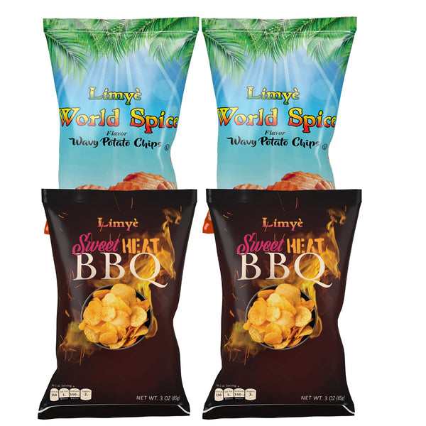 Limyé Potato Chips, World Spice Flavor & Sweet Heat BBQ, Kosher Certified, Allergen Free Vegan potato chips, 3 Oz