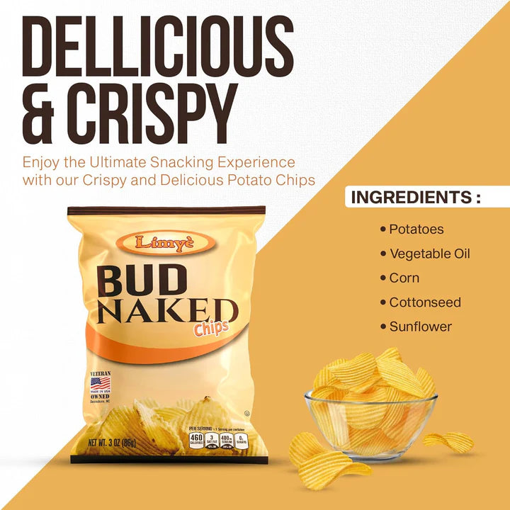 Limye’ Bud Naked Potato chips, Healthy Kosher Certified Snacks Variety packs - Salted Chips, No Artificial Flavors, Vegan Gluten Free Chips