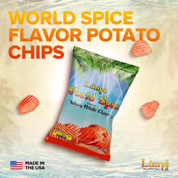 Limyé Potato Chips, World Spice Flavor, Kosher Certified, Allergen Free, Non-GMO, Gluten-free, Vegan potato chips