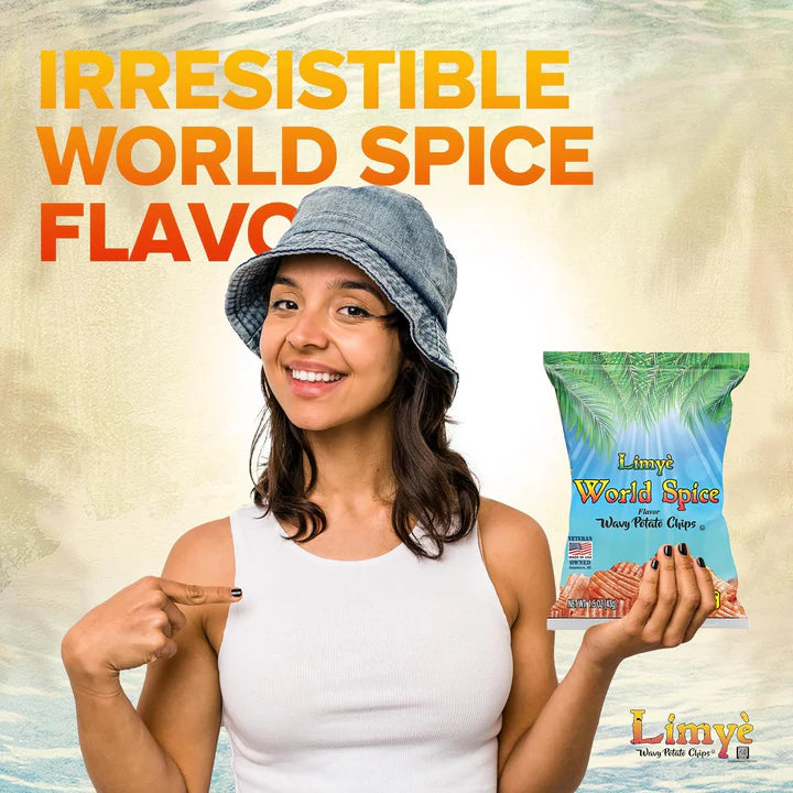 Limyé Potato Chips, World Spice Flavor, Kosher Certified, Allergen Free, Non-GMO, Gluten-free, Vegan potato chips