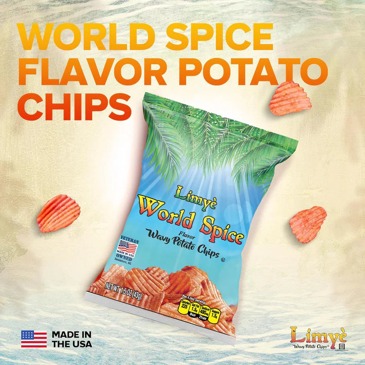 Limyé Potato Chips, World Spice Flavor, Kosher Certified, Allergen Free, Non-GMO, Gluten-free, Vegan potato chips